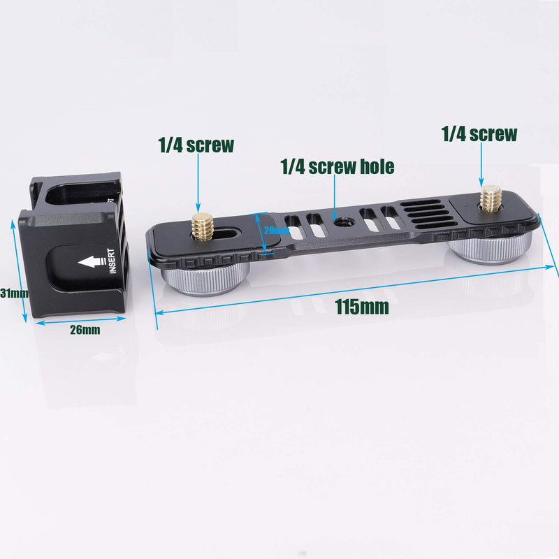 koolehaoda 4-Cold Shoe Mount Gimbal Extension Bracket, Universal Mic Stand and Light Mount Plate Adapter for 3Axis Gimbal with 1/4'' Threads for LED/Mic Mounting