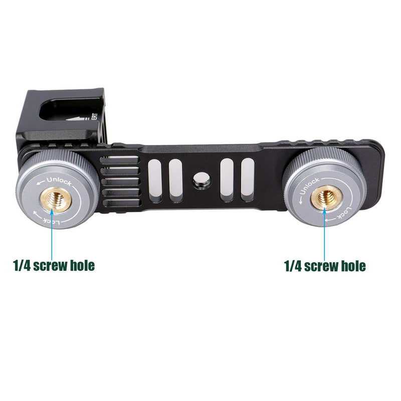 koolehaoda 4-Cold Shoe Mount Gimbal Extension Bracket, Universal Mic Stand and Light Mount Plate Adapter for 3Axis Gimbal with 1/4'' Threads for LED/Mic Mounting