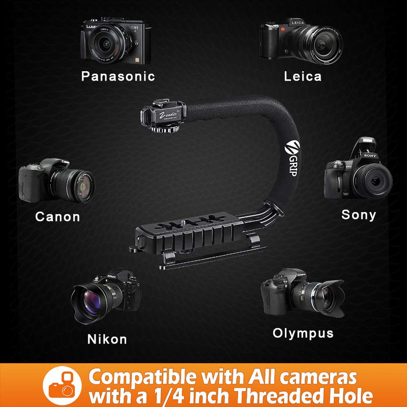 Zeadio Video Action Stabilizing Handle Grip Handheld Stabilizer with Hot-Shoe Mount for Canon Nikon Sony Panasonic Pentax Olympus DSLR Camera Camcorder 1. Standard Version