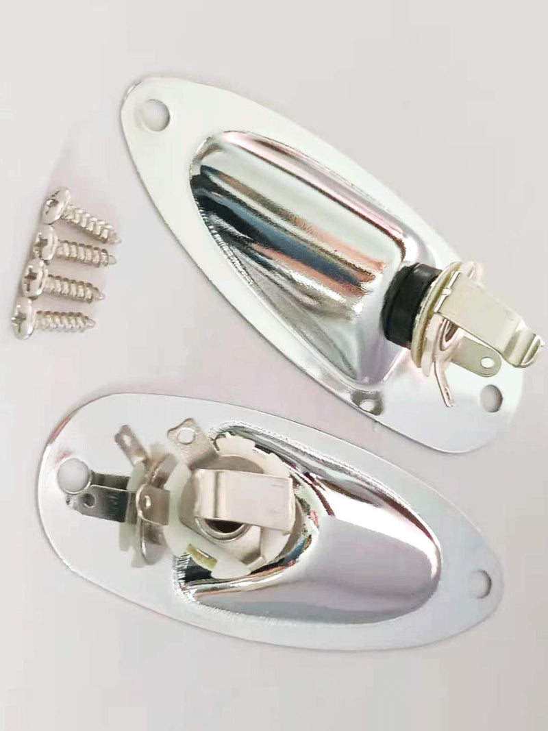 Boat Style 1/4" Loaded Guitar Output Jack Socket Plate Ferrule for Fender Strat Stratocaster Electric Guitar, Chrome(Pack of 2) 2102-CK-C