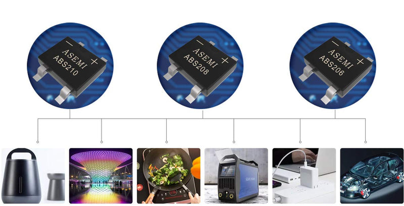 (Pack of 50pcs) ASEMI ABS210 SMD Bridge Rectifier Diode 2A/1000V Large chip Full Current for Adapter…