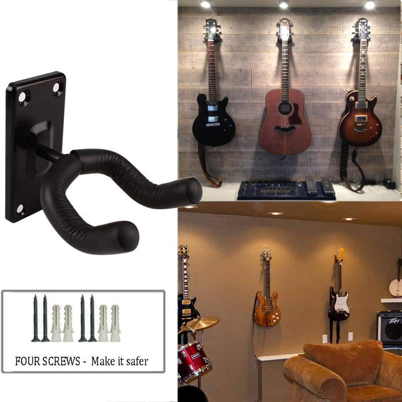Guitar Wall Hanger Mount 5 Pack Guitar Hangers for Wall Black Guitar Hook Holder for Acoustic Electric Bass Guitar and More