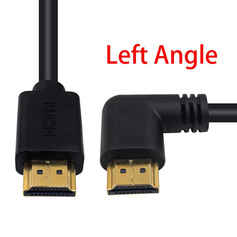 Poyiccot HDMI 2.0 Male to Male Cable 90 Degree, 2 Feet / 60cm Gold Plated High Speed HDMI Male to Male Left Angle Cable 60Hz, 4K 2K (M/M Left)