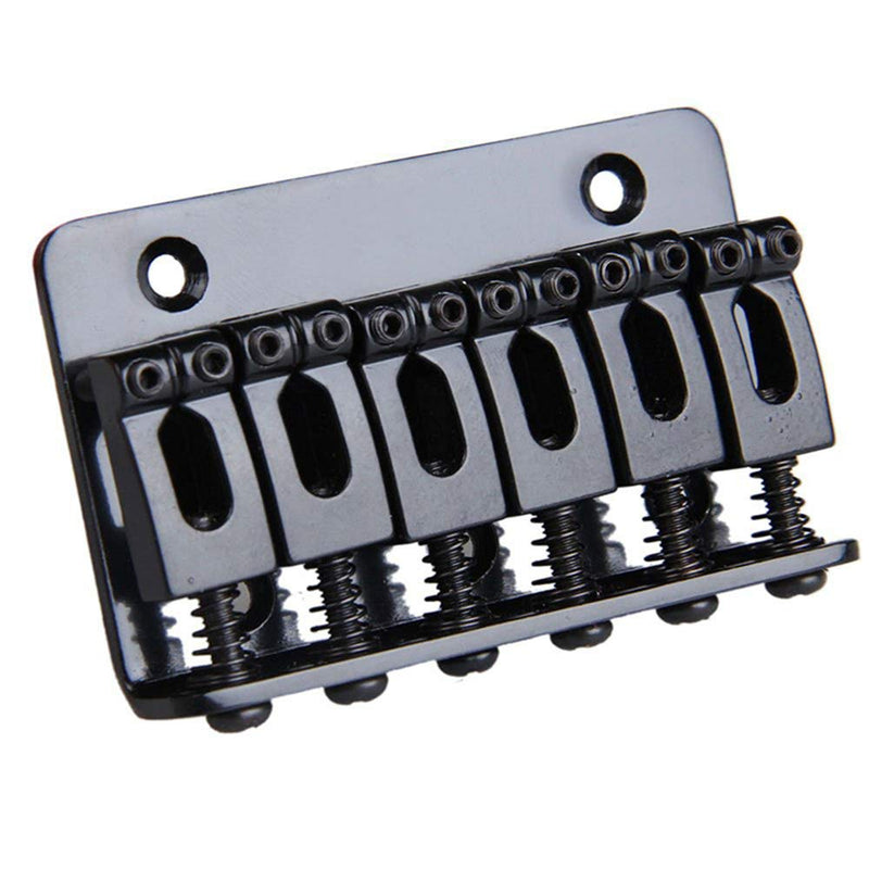 6 String 65MM Metal Fixed Hardtail Saddle Bridge Top Load Guitar Tailpiece for Fender Strat Tele Electric Guitar,Black Black