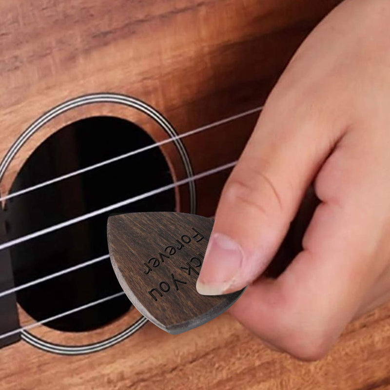 Engraved Black Guitar Pick Box Holder with 3 Pack Wooden Guitar Picks, Personalized Wood Guitar Picks Box For Dad, Plectrum Container for Guitar Standard Picks (For Dad)