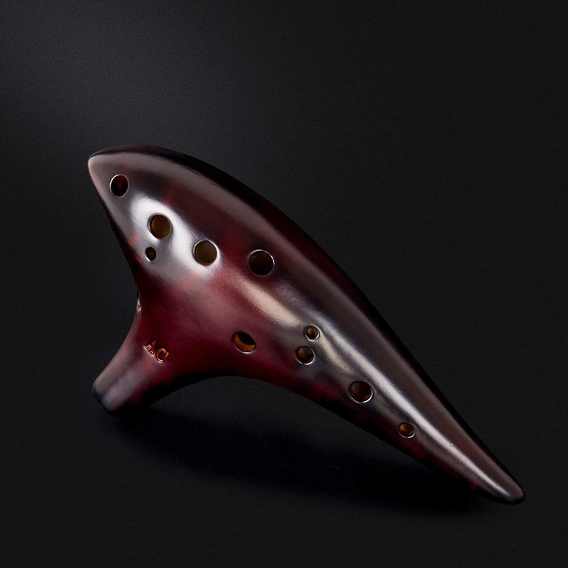 AKLOT Beginner Ocarina 12 Holes Alto C Ceramic with Carry Bag Music Book Strap Smokey