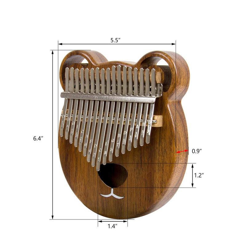 Kalimba 17 Keys Thumb Piano Solid Wood Finger Piano Start Kits African Instrument with Protective Case Tuning Hammer Study Booklet Cleaning Cloth from AKLOT Bear Wood Kalimba