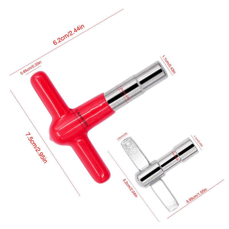 EASTROCK Drum Keys Pack of 4 with More Asvanced Material Rubber And Plastic Handles Drum Key,Durable Tool Drum Torque Tuning Key With Hole(Red) 1-3 Red