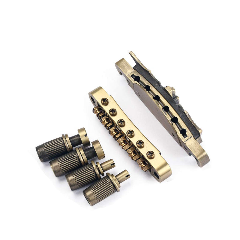 Alnicov Electric Guitar Tailpiece Bridge and roller saddle Tune-O-Matic - Bronze