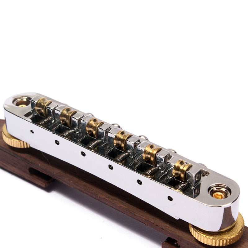 ULTNICE Archtop Jazz Guitar Bridge with Gold Roller Saddles Rosewood B-23