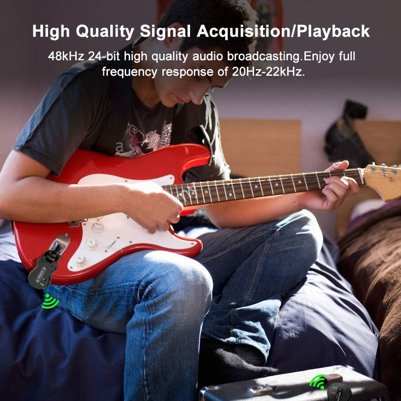 LEKATO 5.8 Wireless Guitar System Wireless Audio Electric Guitar Transmitter Receiver 4 Channels Transmission Range High Frequency Battery Rechargeable