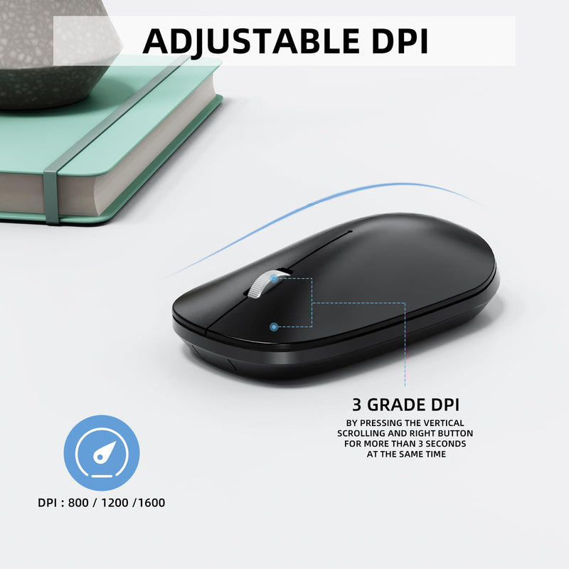 Bluetooth Keyboard and Mouse for Mac, OMOTON Ultra-Slim Mac Keyboard and Mouse Combo, Wireless Keyboard and Mouse for Mac, MacBook Pro/Air, iMac, Mac Mini, Laptop and PC (Black) Black