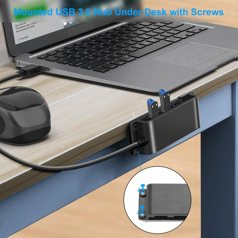 4-Port USB 3.0 Portable Desk USB Data Hub 3.0 with 100CM Cable for MacBook, Mac Pro/Mini, iMac, XPS, Surface Pro, Notebook PC, USB Flash Drives, Mobile HDD and More