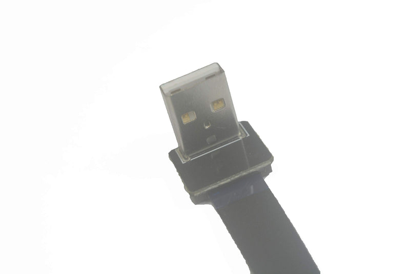 Short Flat Slim Thin Ribbon FPC Micro USB Male 90 Degree Angled up to Standard USB A Male Receptacle 90 Degree Angled for sync and Charging Black (5CM Micro USB up to Standard USB A UP) 5CM Micro USB up to Standard USB A UP