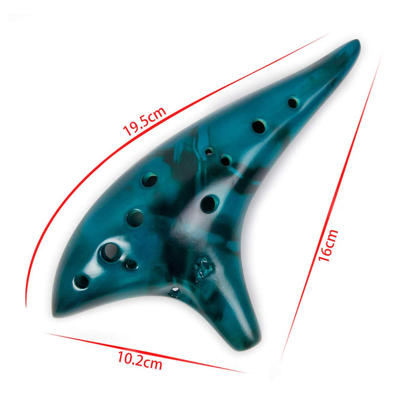 Ocarina 12 Tones Alto C with Song Book Neck String Neck Cord Carry bag for students beginners (Blue) Blue