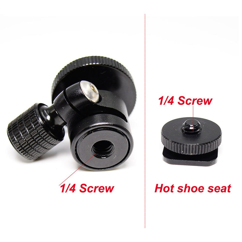 koolehaoda 1/4 Mini BallHead & Hot Shoe Mount Adapter for Camera Video Light Tripod Monopod (1/4 Ball Head) 1/4 Ball head
