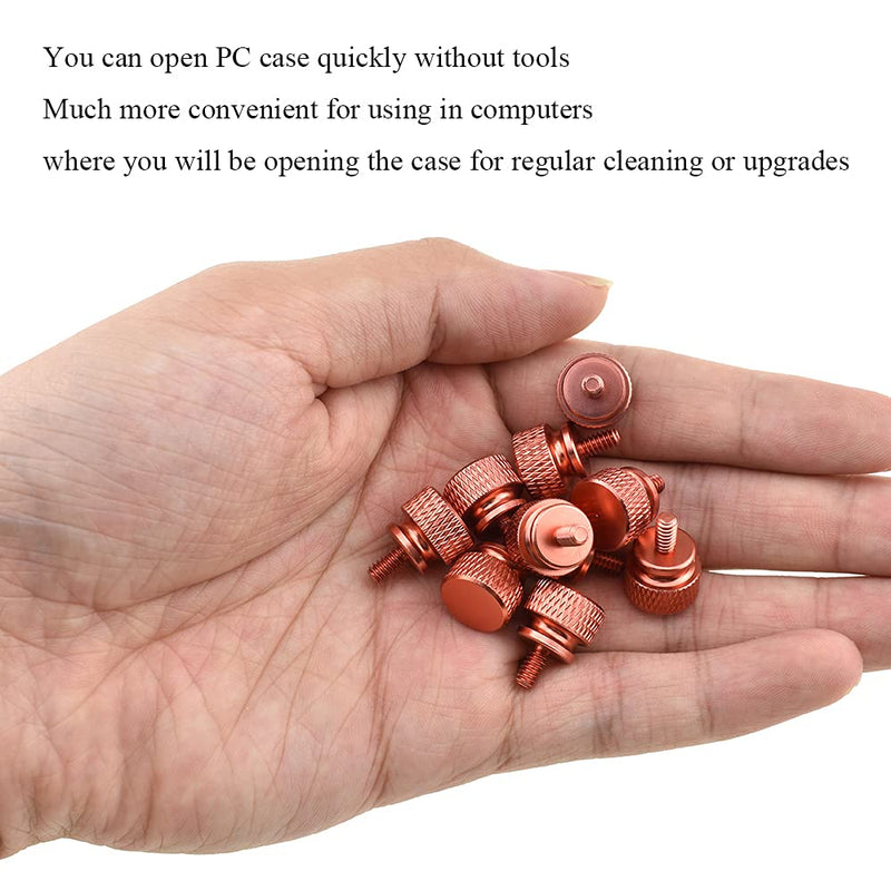 Hahiyo Anodized Aluminum Thumbscrews 6#-32 Thread Size Large Knurled Head Cage Mounts Hand Tighten Easy to Grip and Turn Not Damage Inside Sturdy for Computer Case PCI Slot Motherboard Orange 10pcs 6#-32-Orange-10Pieces