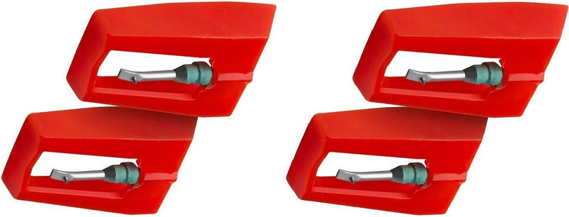TechPlay pack of 2, Roby ceramic needle for Turntables (4 pack red)