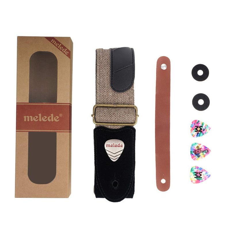 Guitar Strap with Genuine Leather Ends, Guitar Strap Button Gray