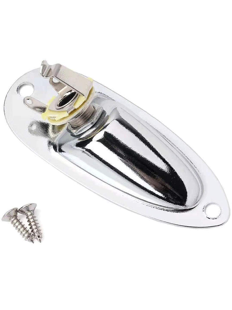 Boat Style 1/4" Loaded Guitar Output Jack Socket Plate Ferrule for Fender Strat Stratocaster Electric Guitar, Chrome(Pack of 2) 2102-CK-C