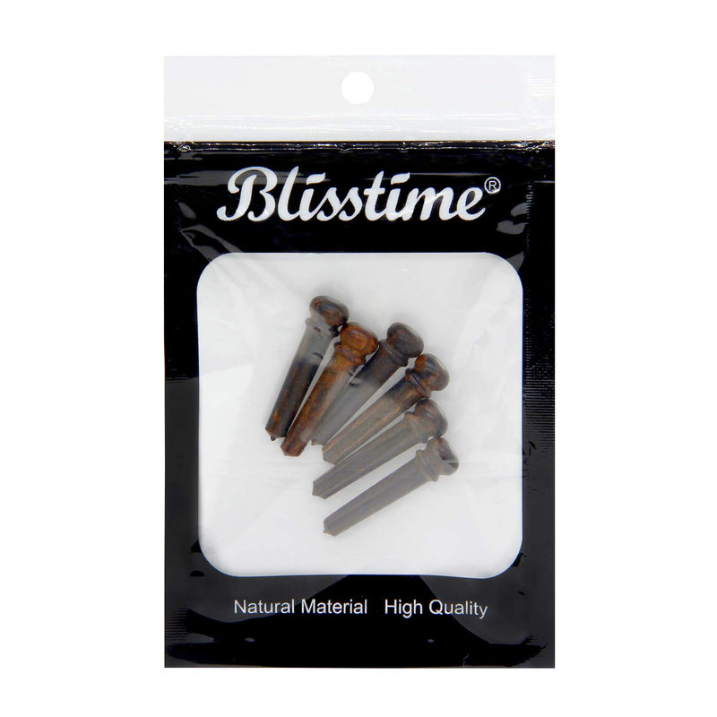 Blisstime 6pcs Rosewood Guitar Bridge Pins Inlaid Abalone Dot Acoustic Guitar Replacement Parts red brown