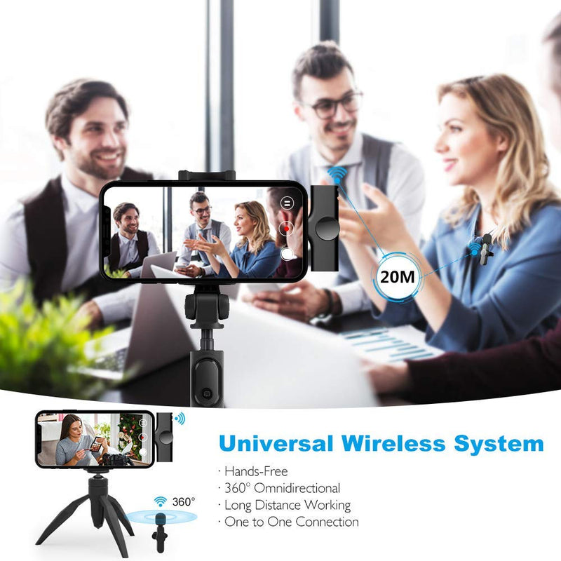 (Plug-Play) Wireless Lapel Lavalier Microphone System for iOS Devices Recording,YouTube Facebook Live Stream,Vlog, Auto-Sync Wireless Mic for iPhone 12 Pro Max /12/11/X/XR/XS(No Need App/Bluetooth)