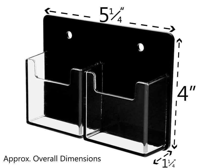 Marketing Holders 2 Pocket Business Card Holder Wall Mount 2 Vertical Pockets Black Back and Clear Pocket Black Back Clear Pockets 2 Pocket Vertical