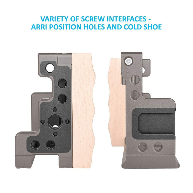 ANNSM Camera Cage Video Rig for Sony RX100 VII /RX100 M7and RX100 VI /RX100 M6 Compact Cameras with Wooden Handle Grip Aluminum Alloy Frame Compact Lightweight Black CG600 for RX100 Vii