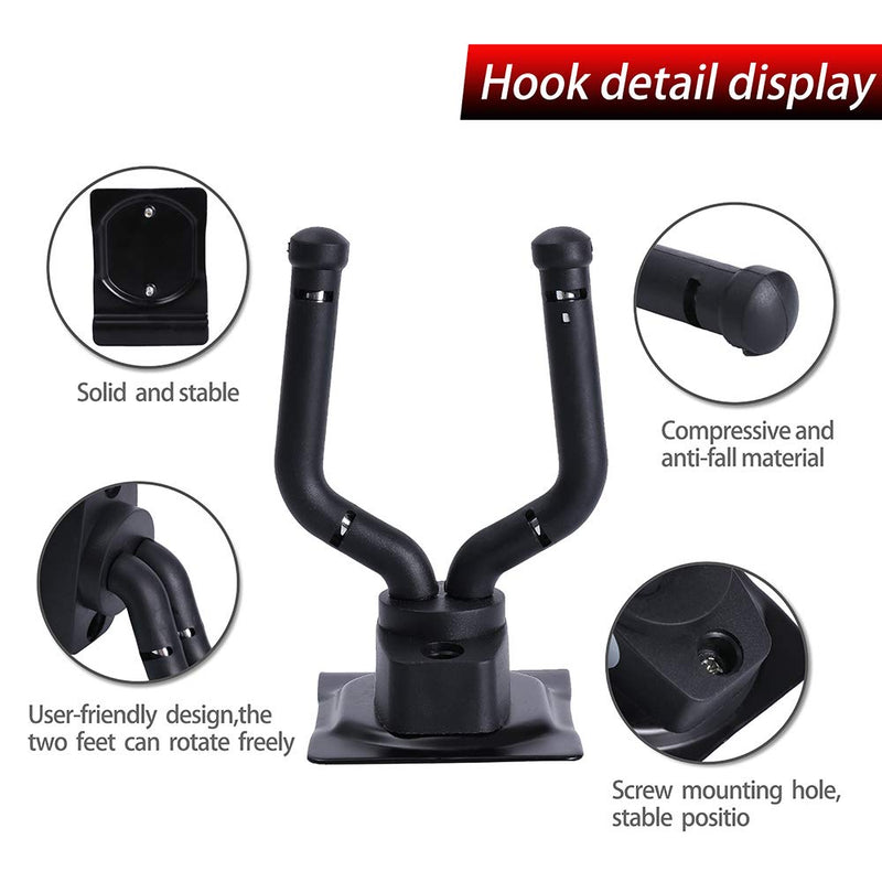 HONESTY Guitar Display Hanger, 2-Pack,for Slatwall and Wall Hangers, Premium Guitar Hooks Perfectly Displayed in Music Retail Stores/Bedrooms/Bars, Black short 2pack