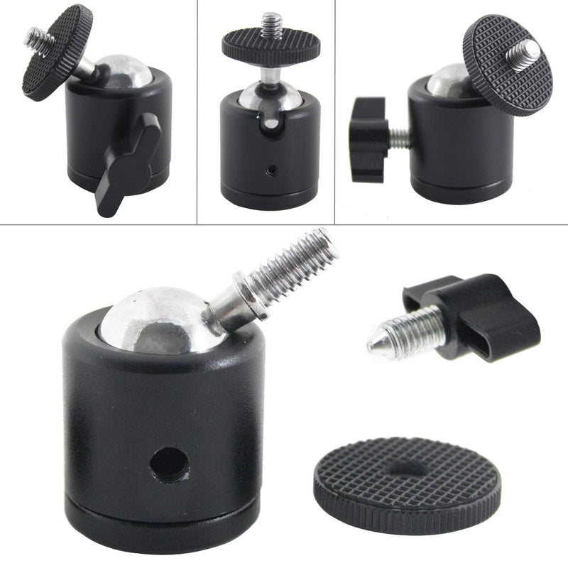 EXMAX 360 Degree Aluminum Alloy Body Rotating Swivel Mini Tripod Ball Head with 1/4" Screw Thread Base Mount for Lighter DSLR Camera Camcorder LED Light Bracket Hiking HTC Vive (Black) Black