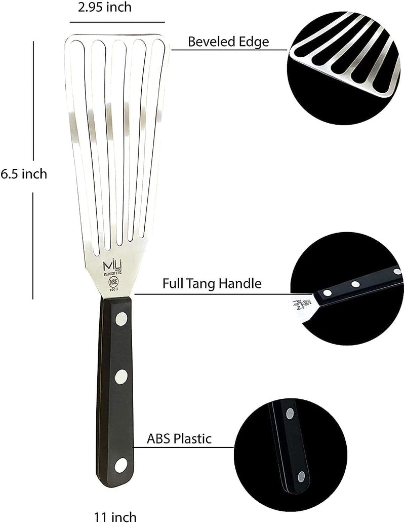 MIU France Large Stainless Steel Slotted Turner, 3 by 11-Inch White