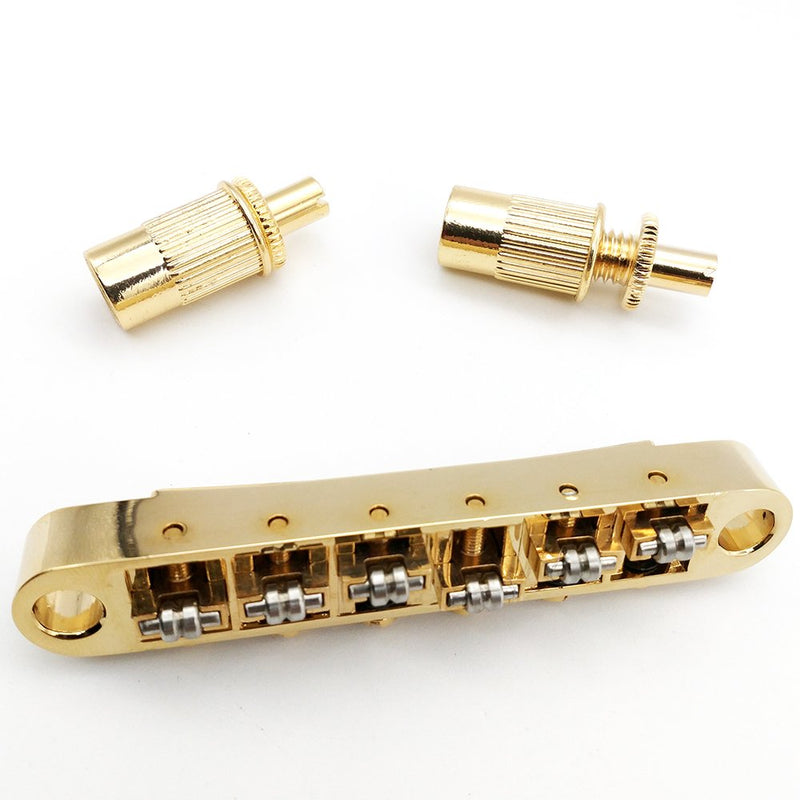 MENSANL Golden Guitar Roller Saddle Tune-O-Matic Bridge For Gibson Epiphone Les Paul SG Dot Bigsby Guitar M8 Threaded Posts