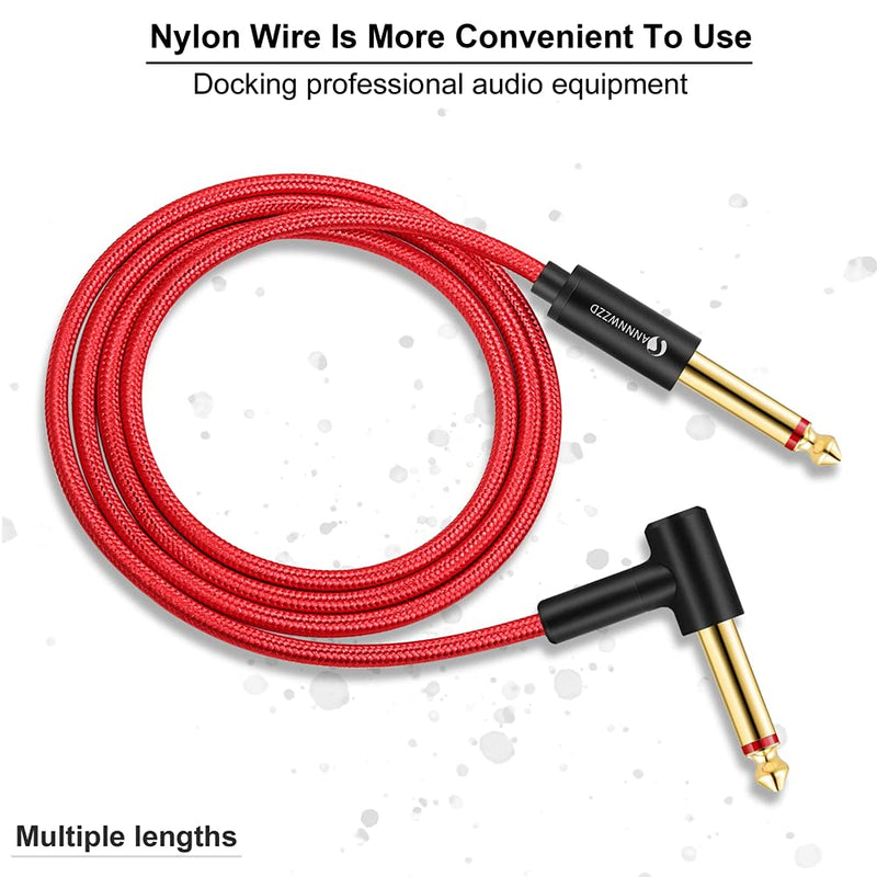 LinkinPerk Guitar Cable 6.35mm TS Mono Instrument Performance Cord 1/4 Straight to Right Angle Jack for Guitar, Bass, Keyboard (1M) 1M