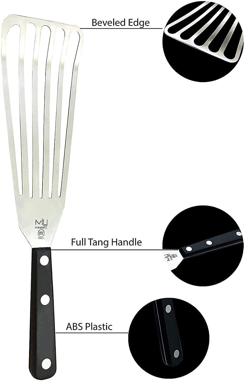 MIU France Large Stainless Steel Slotted Turner, 3 by 11-Inch White