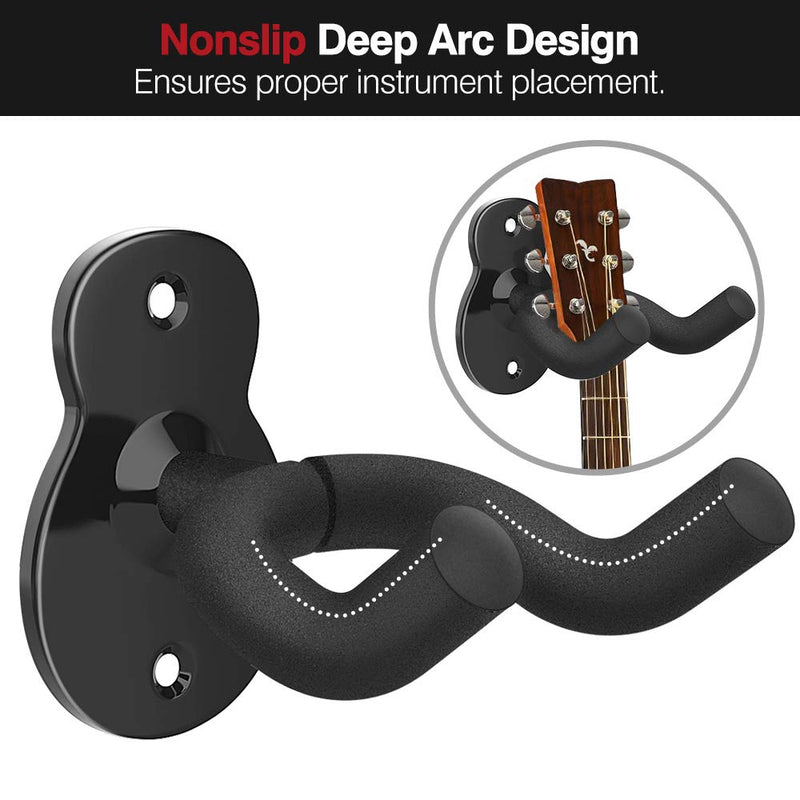 MoKo Guitar Wall Mount Hanger 4-Pack, Guitar Hanger Wall Hook Holder Stand for Bass Electric Acoustic Guitar Ukulele Guitar Wall Hanger Bracket Guitar Hanger for Studio Room - Black