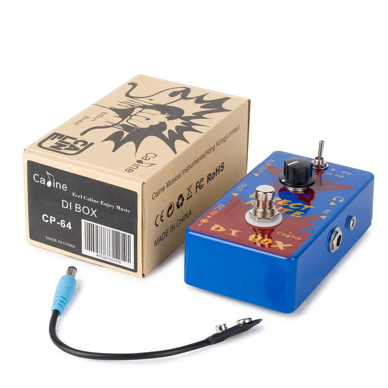 Caline DI Box Guitar Pedal Acoustic Guitar Amp Distortions Effects Pedal Direct Route Blue Metal True Bypass CP-64 DI Box Blue