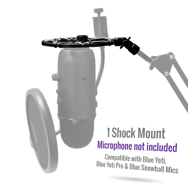 AUPHONIX PRO Microphone Shock Mount – Shockmount Compatible w/Blue Yeti, Yeti Pro, & Snowball Mic