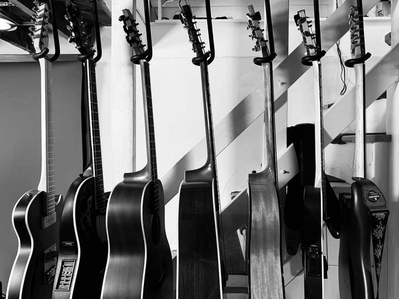 Guitar Bar Hanger No Slip Padded Hard Metal 12” Closet Bar Hanger - 6 String Electric & Acoustic Guitars 4 String Bass - Not Guitar Stand Display Storage In A Closet - Over Head Pipe - Your Rack