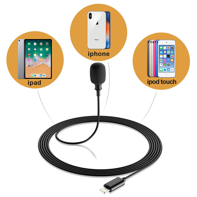 [AUSTRALIA] - Lavalier Lapel Microphone for iPhone, Eafing Professional Lav Mic for Phone, Clip On Microphone for Recording Podcast/YouTube/Interview/Vlog/Video/Lecture (79ft) 