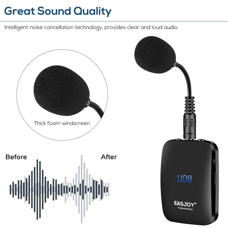 Wireless Microphone Headset Lavalier Microphones System/Lapel Mic/Stand Mic,Rechargeable Device with Storage Case,for Phone,DSLR,PA Speaker,VideoRecording,Teaching,Training,Interview