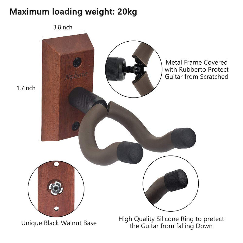 3 Pack Guitar Wall Mount, Neboic Wood Guitar Wall Hanger, Guitar Hook, Guitar Accessories for Acoustic Electric Bass Guitar Ukulele Banjo Mandolin