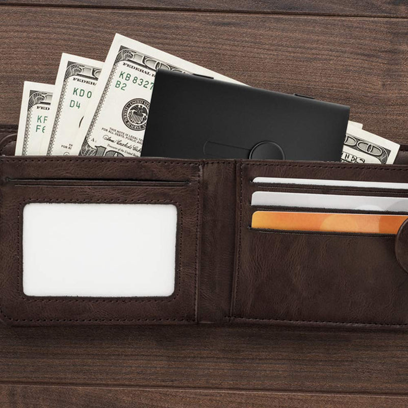 2 Pcs Business Card Holders, SENHAI Professional Thumb-Drive Slide Out Business Card Case and Stainless Steel ID Name Wallet Credit Card Holder for Men and Women - Black