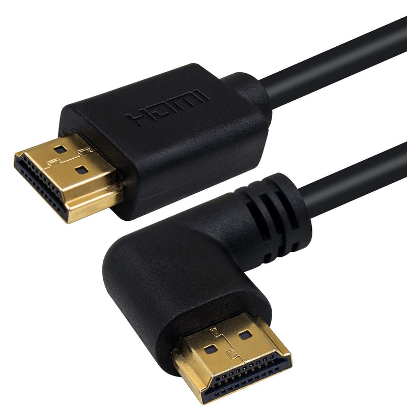 Poyiccot HDMI 2.0 Male to Male Cable 90 Degree, 2 Feet / 60cm Gold Plated High Speed HDMI Male to Male Left Angle Cable 60Hz, 4K 2K (M/M Left)