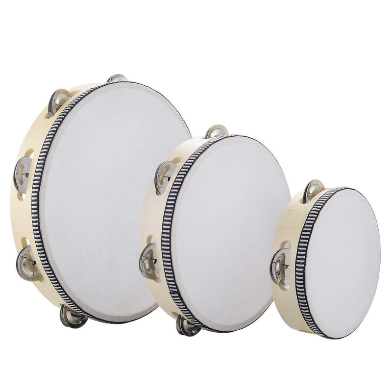 Hand Held Tambourine Drum 6 inch Bell Birch Metal Jingles Percussion Gift Musical Educational Drum Instrument for KTV Party Kids Games (6 inch)