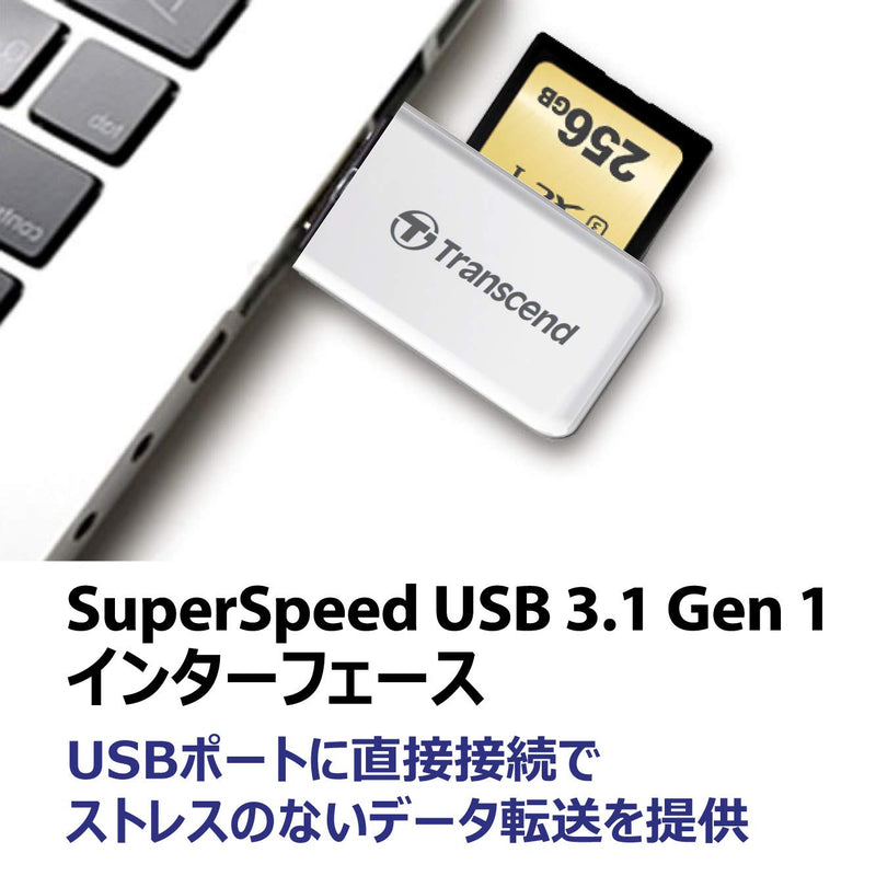 Transcend USB 3.1 Gen1 SDHC / SDXC / microSDHC / SDXC Card Reader, TS-RDF5W (White) White