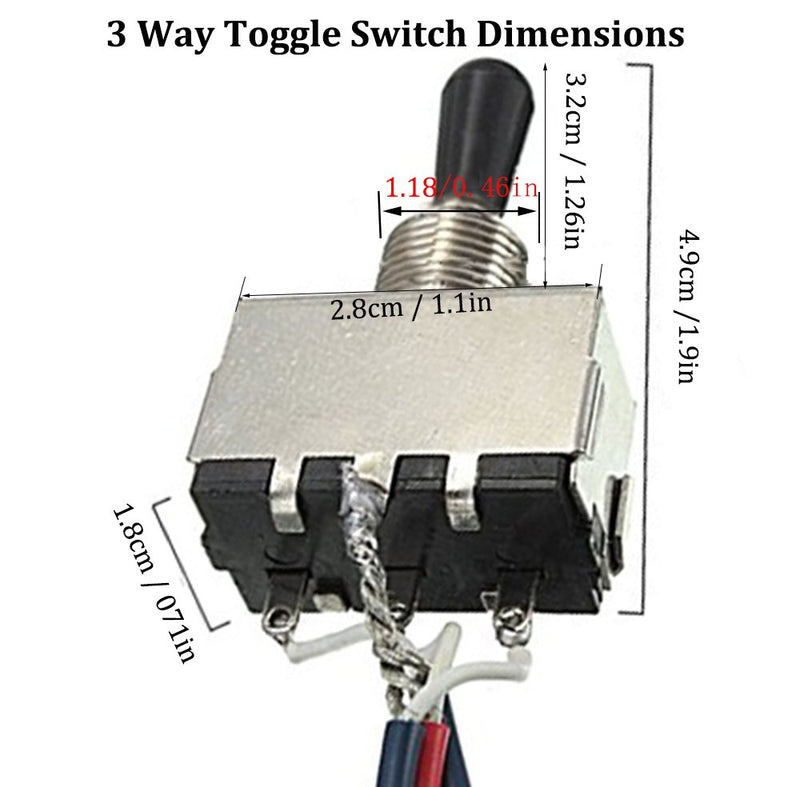 LP Electric Guitar Wiring Harness Kit Replacement, 2T2V 3 Way Toggle Switch 500K Pots&Jack for Dual Humbucker Gibson Les Pual Style Guitar, Black Tip Black Cap