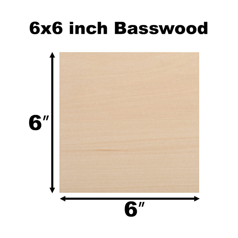 (12-Pack) 6”x6”x1/8” balsawood Sheets for Crafts - Perfect for Architectural Models Drawing Painting Wood Engraving Wood Burning Laser Scroll Sawing 1/8*6*6"