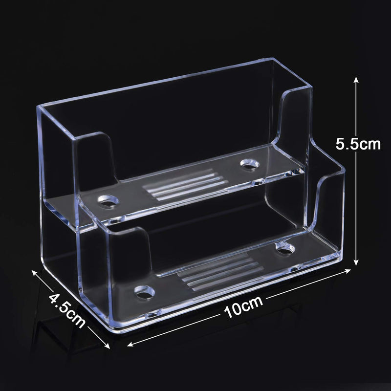 Tatuo 2 Pack Clear Business Card Holder 2 Tiers Plastic Card Stand Organizer Card Holder Display for Home Office, 120 Cards Capacity