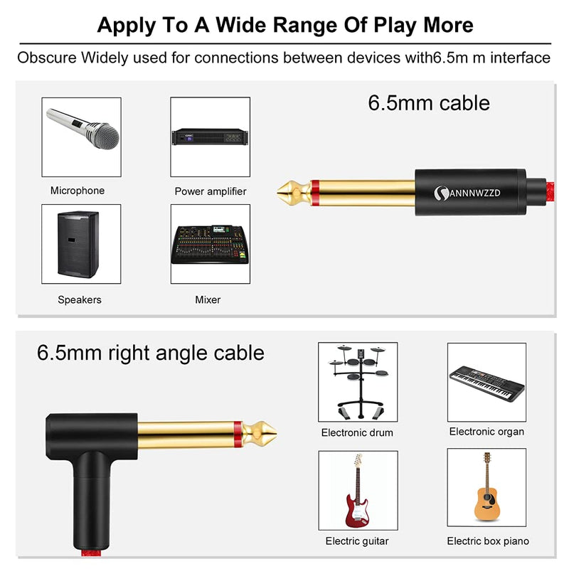 LinkinPerk Guitar Cable 6.35mm TS Mono Instrument Performance Cord 1/4 Straight to Right Angle Jack for Guitar, Bass, Keyboard (1M) 1M