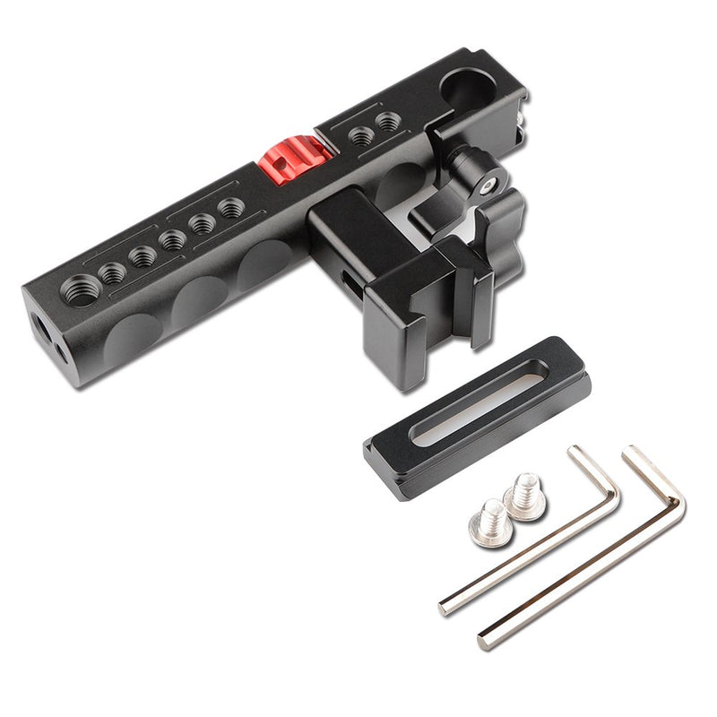 CAMVATE Aluminum Top Handle Grip for Camera Cage with Two Shoe Mount(Black)